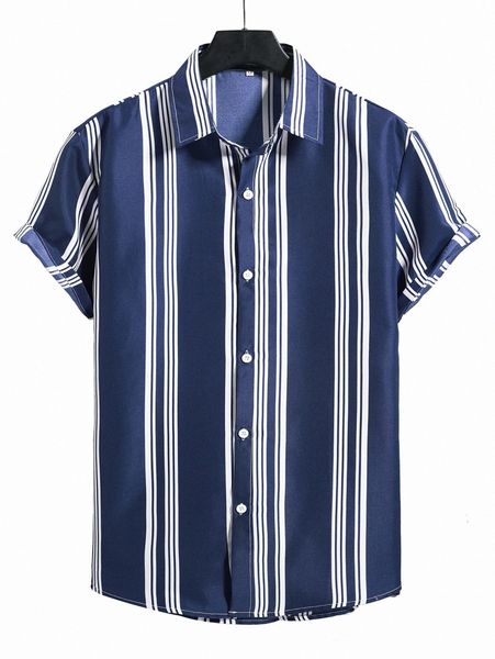 

men striped print shirt k67e#, White;black