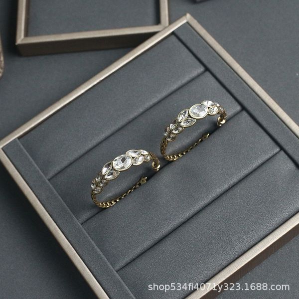 

2021 luxury designer jewelry jia's new wheat ear set diamond earrings for women, Golden;silver