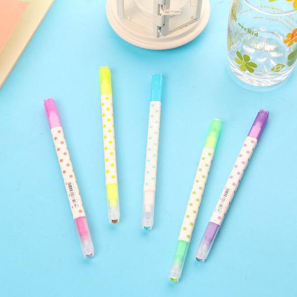 

highlighters creative school students candy color double head erasable marker scribe pen children gift 201, Black;red