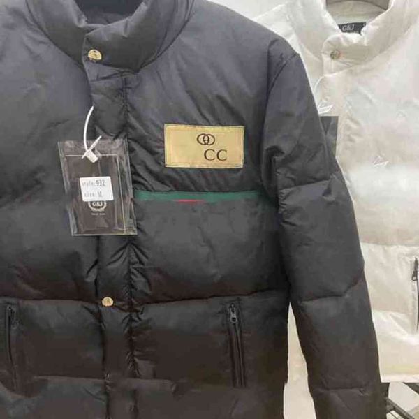 

cotton padded fashion cc classic jacket parkas couples men and womens wear medium gooses letter embroidery printing parker warm coat m-5xl, Black