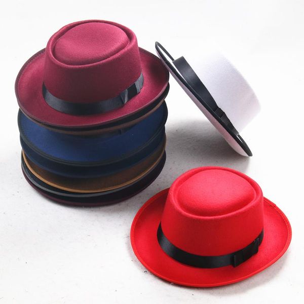 

wide brim hats british style bucket hat jazz vintage cap male bowler fedoras classic version wool blend round for friend christmas gift, Blue;gray