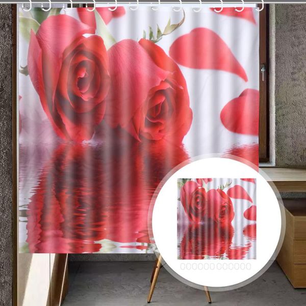 

shower curtains 1 set valentine's day curtain romantic rose design background cloth
