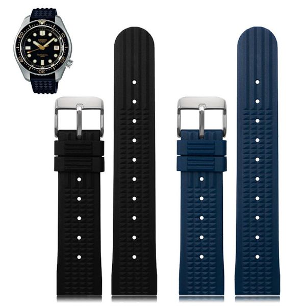 

watch bands accessories band for 007 abalone canned srp777j1 series silicone strap 20 22mm mens bracelet, Black;brown
