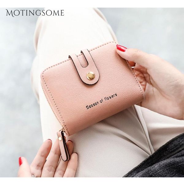 

wallets short style women purses leather multi-layer hasp zipper mini card holder money bag luxury design pink 2021, Red;black