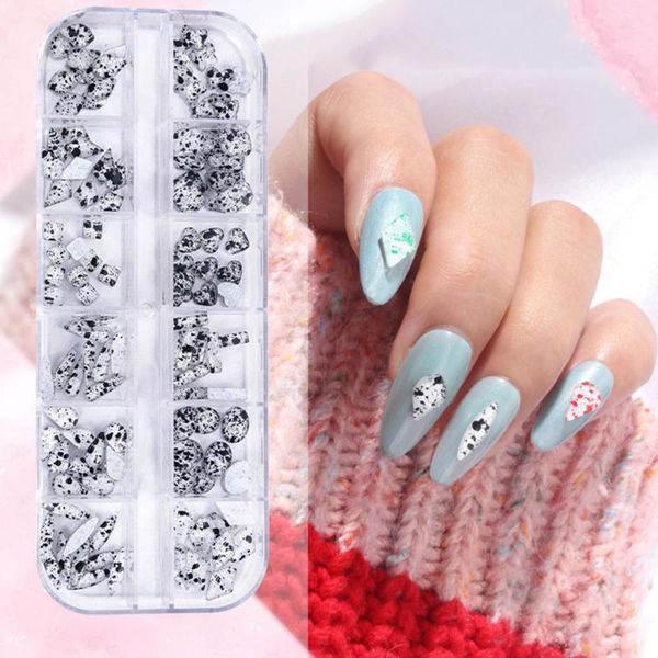 

nail art decorations 12 grids flatback drop glass rhinestones different shapes oval crystal stone glue on nails strass, Silver;gold