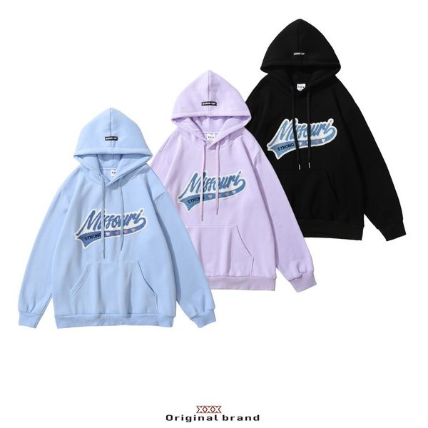 

off shoulder men's winter fce new loose student couple small frh hoodie, Black
