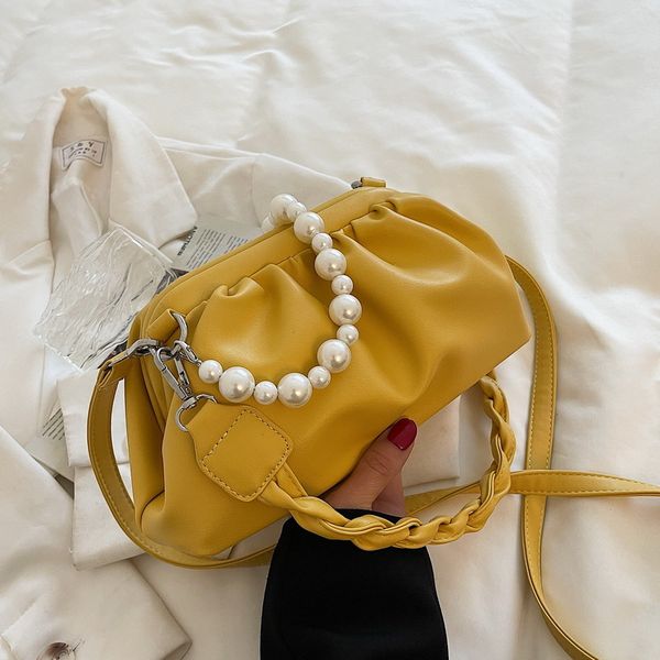 

design s pearl chain clip buckle new cloud single shoulder armpit portable women's bag