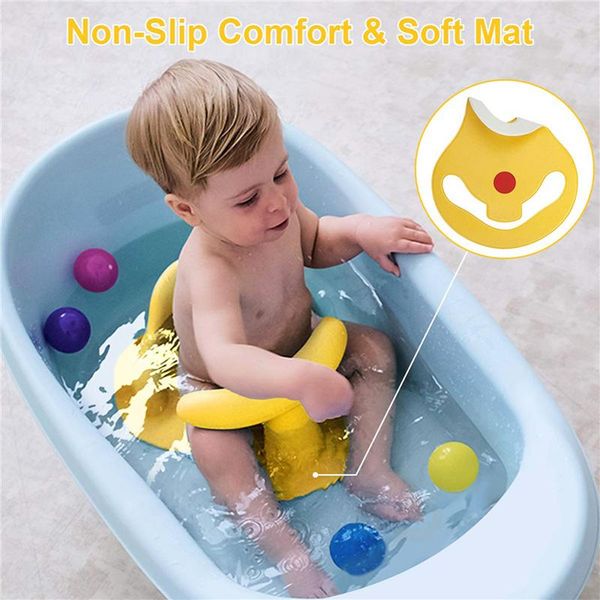 

life vest & buoy portable safety bathtub seat with backrest , suction cups for infant toddler baby bath temperature sensing pad