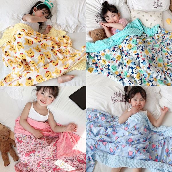 

spring and summer children cartoon cotton peas blanket baby cart air-conditioned kindergarten bag blankets & swaddling