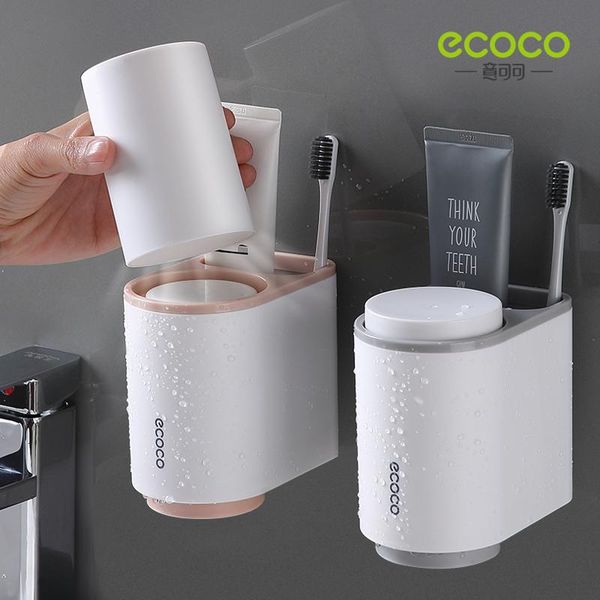 

toothbrush holders ecoco toothpaste holder wall-mounted storage rack magnetic cup organizer bathroom supplies