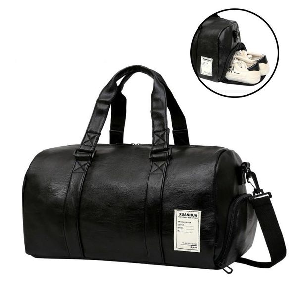 

outdoor bags pu leather gym bag fitness sports dry wet handbags for men women training shoulder traveling sac de sport 2021 -8
