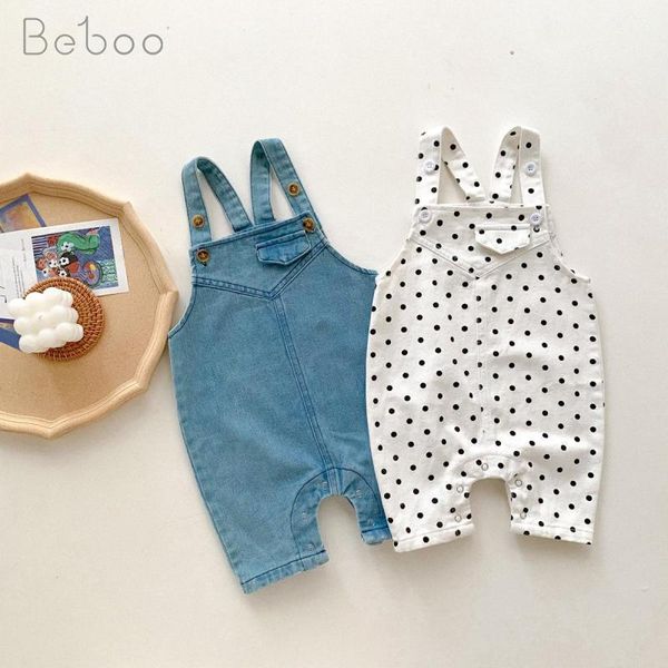 

jumpsuits ins korean style baby denim rompers infants girls casual climbing clothing summer jumpsuit babies clothes 0-24m boys, Blue