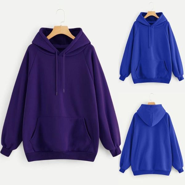 

oversized hoodie 2021 women's casual solid color hooded pocket long sleeve pullover sweatshirt hoodies women moletom feminino#g1 & swea, Black