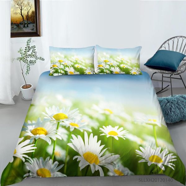 

bedding sets fashion 3d printing white daisy flower simple set duvet cover extra large quilt with pillowcases