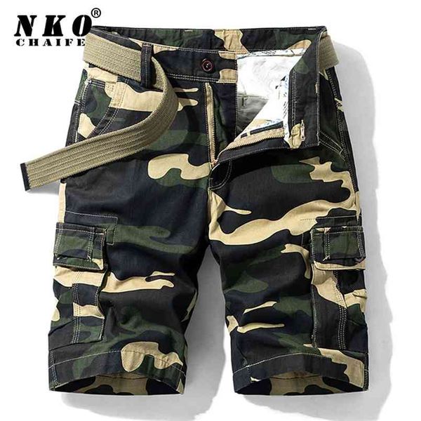 CHAIFENKO Summer Cotton Cargo Shorts Uomo Army Tactical Short Pants Lavoro allentato Casual Camouflage Military 210716