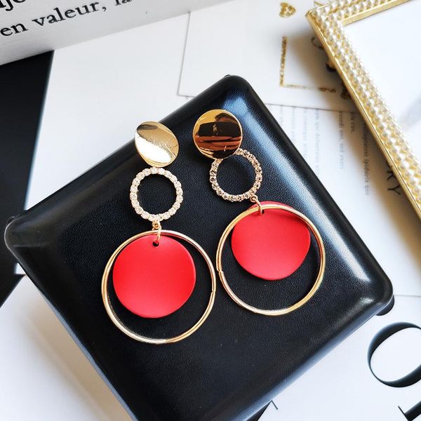 

dangle & chandelier temperament simple personality earring fashion circle charm earrings drop women retro party shiny jewelry gifts, Silver