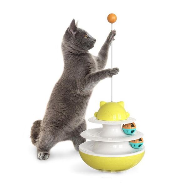 

cat turntable toy double-layer track hollow luminous ball attract attention durable pet interactive gatos toys