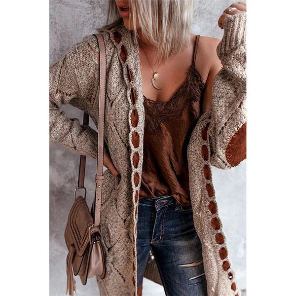 

ladies cardigan knitted color block fashion basic casual long sleeve loose sweater cardigan hooded autumn winter holiday, White;black