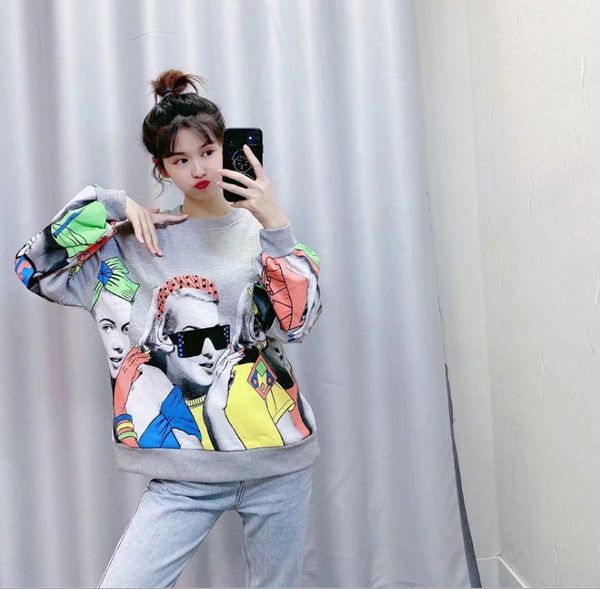 

women's hoodies & sweatshirts hcbless 2021 winter beauty print loose, Black