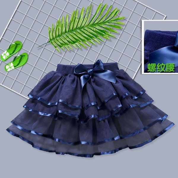 

girls' performance gauze pleated cake spring short children's skirt, White
