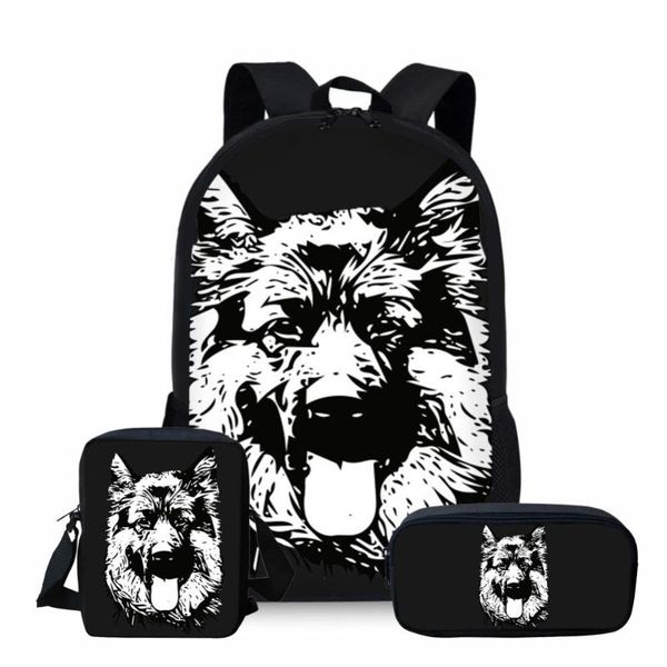 

school bags german shepherd printing set backpacks for boys dogs satchel schoolbag children kids shoulder book bag