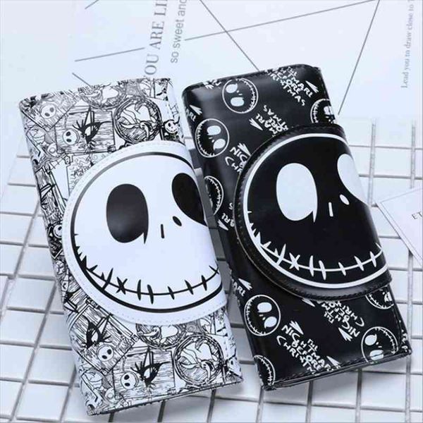 

design cute cartoon wallet fashion skull long purse for men and women with card holder coin, Red;black