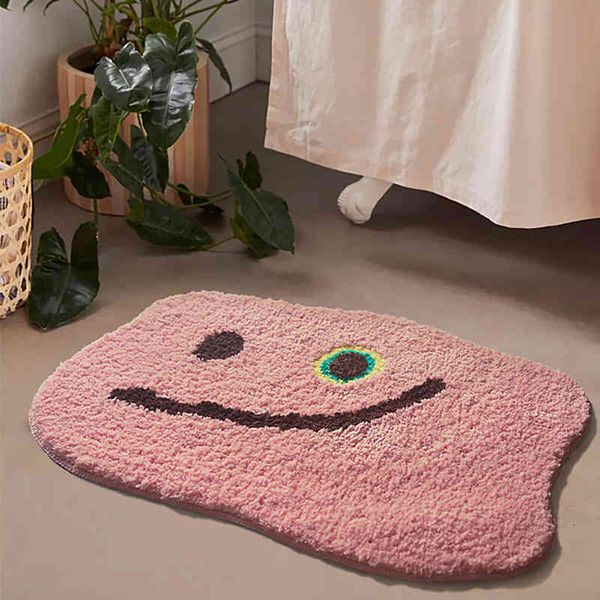 Pink fofo banheiro esteira nórdico Área de tapete de tapete tapete tapete tuberculose tapetes laterais absorvente anti-deslizamento almofada Bathmat Home Decor 210329