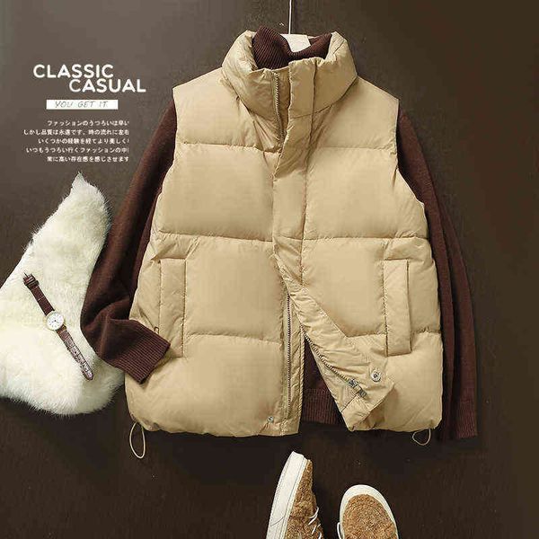 

zoj quality white duck down et women's vest 2021 winter versatile coat thick wear, Black;white