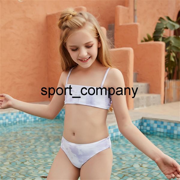 2021 Yeni Mor Tie-Boya Kızlar Için 4-14 Yıl Çocuk Mayo Mayo Çocuklar Plaj Giyim Mayo Sevimli Bikini Set