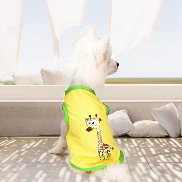 

dog apparel pet spring summer costume, comfortable breathable cartoon animals sleeveless t-shirt for dogs qgnv