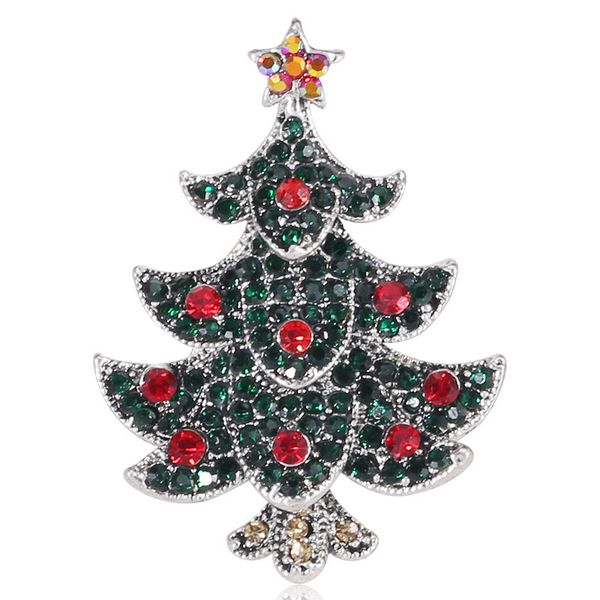 

factory fashionable new alloy inlaid diamond christmas tree brooch simple versatile clothing collar christmas