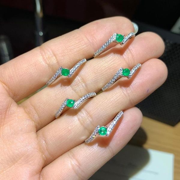 

cluster rings 100% 925 sterling silver natural green emerald fine jewelry gift women wedding wholesale plant jcj0303644agml, Golden;silver