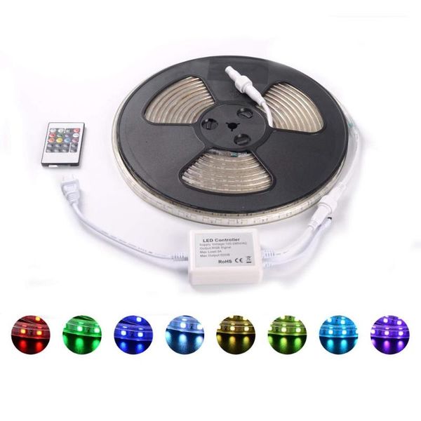 

strips rgb high voltage led light plug in, ip65 waterproof flex color changing dimmable strip lights with remote jk579