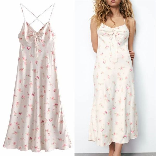 

print backless long dress women sleeveless cross straps ruching summer fashion back zip woman pleat party 210524, Black;gray