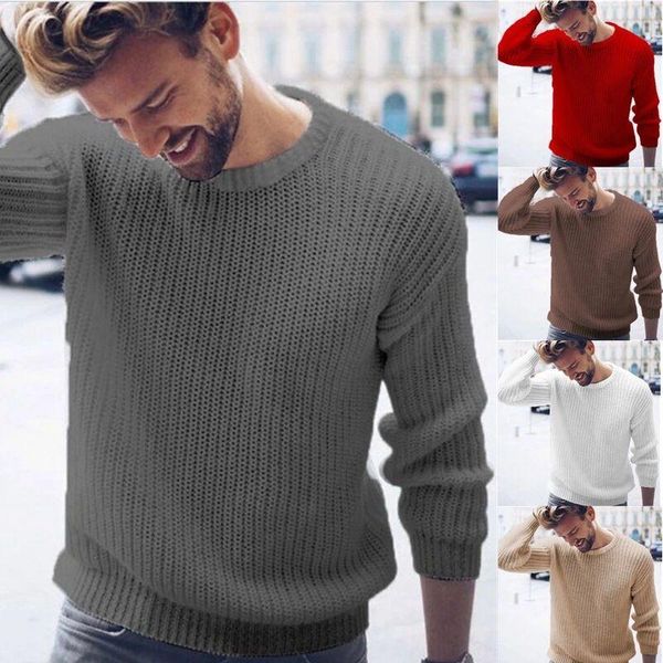 

men's sweaters 5-color thick round neck sweater 2021 autumn and winter leisure pullover warm brand clothes, White;black