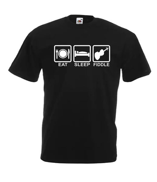 

eat sleep fiddle xmas gift idea mens women t shirts multi-color s-2xl, White;black