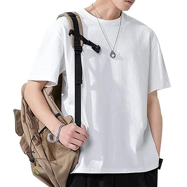 

men's t-shirts short sleeve o neck plain summer solid color breathable casual large size loose pure cotton t-shirt camisetas, White;black