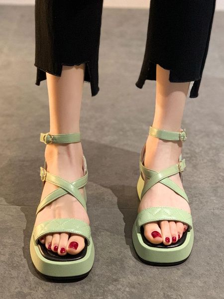 

sandals women's shoes summer 2021 fashion platform mid-heel casual, Black