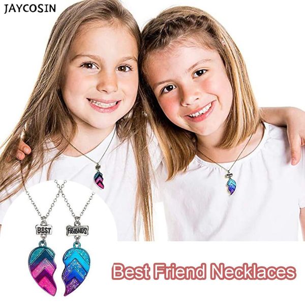 

pendant necklaces friend children's bff half heart collares para mujer collier femme necklace women, Silver