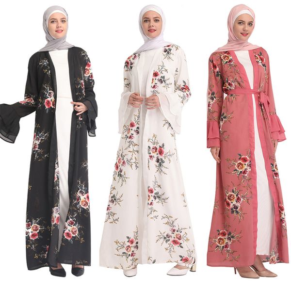 

chiffon abaya turkey hijab muslim dress kaftan dubai abayas for women qatar ramadan caftan marocain jilbab robe islamic clothing, Red