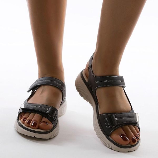 

sandals women wedges non-slip beach shoes open toe breathable summer casual femmes sandales#, Black