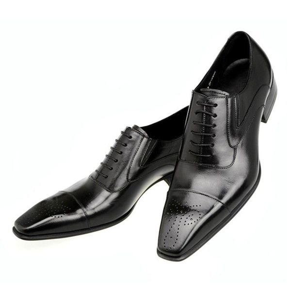 

brogue oxfords derby lace up 2021 new pu leather casual business shoes dress classic comfortable spring autumn round toe dh632, Black