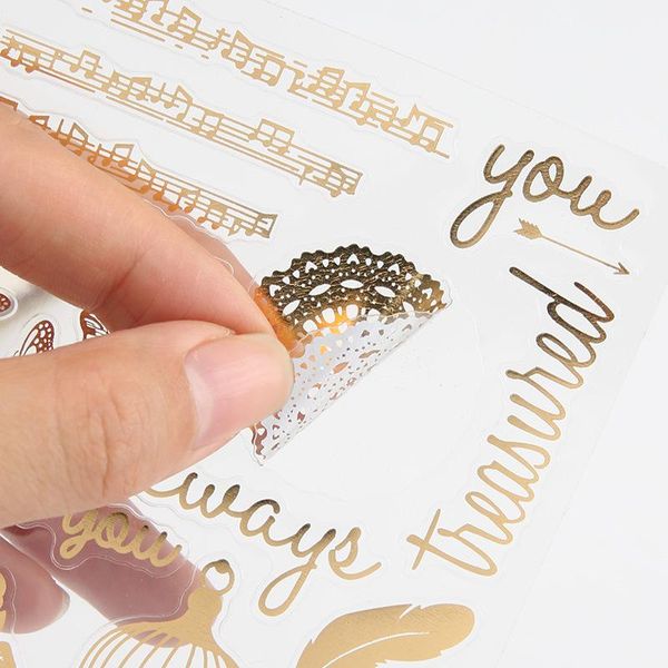 

1pcs creative letter postmark greetings decorative pvc golden stickers scrapbooking stick label diary stationery gift wrap