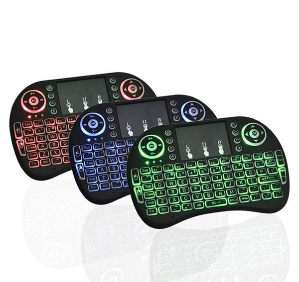 

rii i8 flying air mouse led2.4g color backlit backlight wireless touchpad keyboard multifunctional gaming pc pad android tv box mxq v88 x96