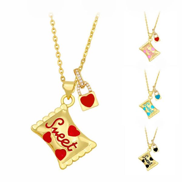 

chains women fashion jewelry candy pendant necklace 4 colors design pave setting zircon collares gold-chain 2021, Silver