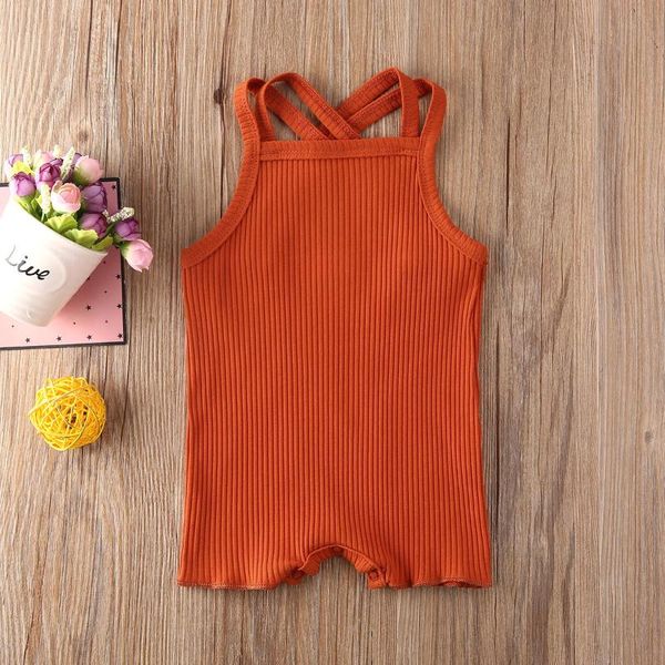 

jumpsuits 2021 baby summer clothing kids boy girl infant romper jumpsuit cotton outfits set ribbed solid clothes, Blue
