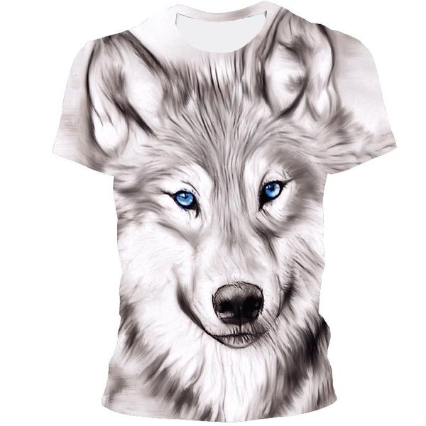 

men's t-shirts summer trendy animal 3d custom printing personality european and american short-sleeved t-shirt a wolf light top, White;black