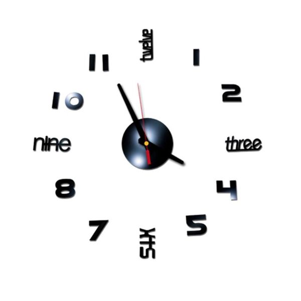 

wall sticker clock 3d diy roman numbers acrylic mirror home decor mural decals mechanism for pendulum modern clocks