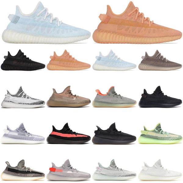 

2021 men women running shoes yeezy reflective mono cinder clay ice mist zebra cream cloud white bred beluga ash pearl static zyon blue tint
