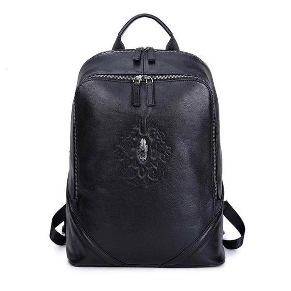 

backpack business casual 14 inch laptraveling bags for men 100% genuine leather black mochilas hombre
